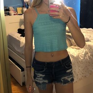 Blue tan top